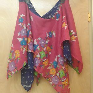 Pink Blue floral boho reversible beach wrap skirt